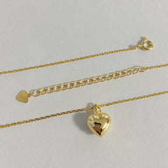 925 Sterling Silver Puffy Heart Necklace