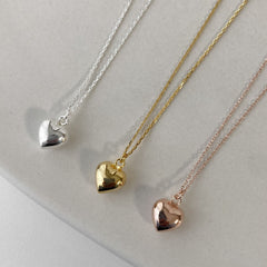 925 Sterling Silver Puffy Heart Necklace
