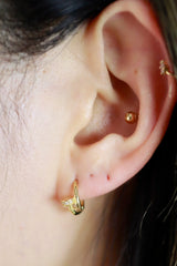 14K Yellow Solid Gold Nail Hoop Earring