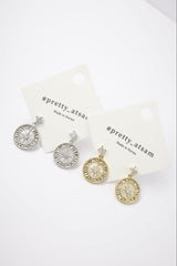 ✨ Celestial Compass Dangle Earrings – Rhodium & Gold Plated, Hypoallergenic ✨