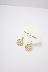 ✨ Celestial Compass Dangle Earrings – Rhodium & Gold Plated, Hypoallergenic ✨