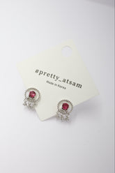 ✨Ruby Dreamcatcher Tassel Dangle Stud Earrings – Rhodium & Gold Plated, Hypoallergenic ✨