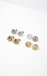 ✨Rose Petal Statement Stud Earrings – Rhodium & Gold Plated, Hypoallergenic ✨