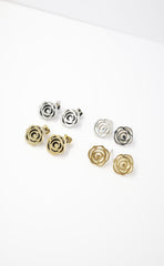 ✨Rose Petal Statement Stud Earrings – Rhodium & Gold Plated, Hypoallergenic ✨