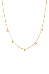 14K Solid Gold 1.7MM Bezel Setting 5 Disk Stones Necklace - Pretty At Sam