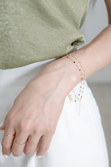 14K Solid Gold Black Epoxy Beads Ball Chain Linked Bracelet