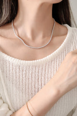 925 Sterling Silver 3 Prongs Tennis Necklace