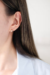 14K Solid Gold 12MM Ball Sphere Hoop Earring