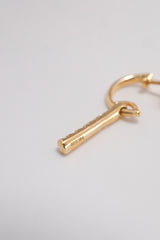 14K Solid White Gold Half Hoop Natural Diamond Screw Back Dangle Earring - Pretty At Sam