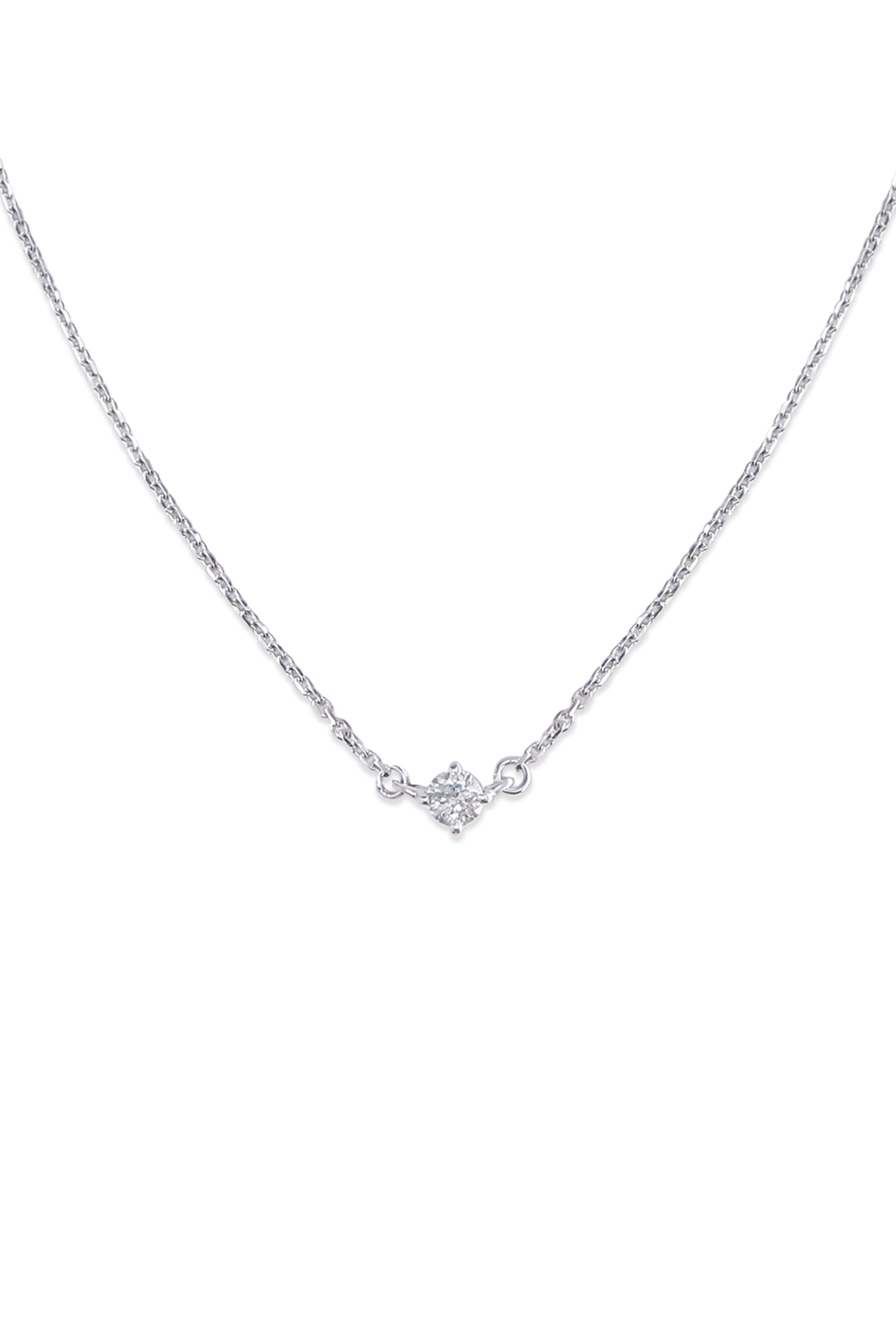 14K Solid Gold 18" Natural Diamond Simple Stud Chain Necklace (16" With 2" Extension) - Pretty At Sam