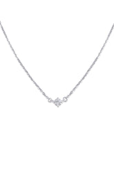 14K Solid Gold 18" Natural Diamond Simple Stud Chain Necklace (16" With 2" Extension) - Pretty At Sam