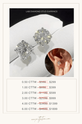 PATSAM 14K Solid Gold Lab Diamond Stud Earrings