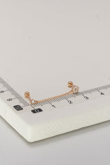 14K Solid Rose Gold Stud Daisy Chain Linked Stud Earring