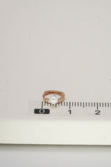 14K Solid Rose Gold 8MM Pearl CZ Single Hoop Earring