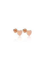 14K Solid Gold Flat Heart Screw Back Stud Earring