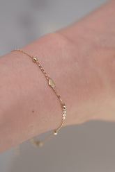 14K Solid Gold Heart Ball Chain Bracelet