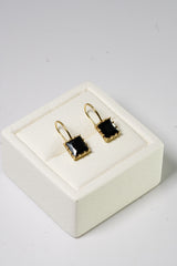14k Solid Gold Black Stone Square Bold Hoop Earring - Pretty At Sam