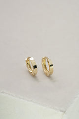14K Solid Gold Textured Groove Earrings | 10MM Hoop | Solid Gold