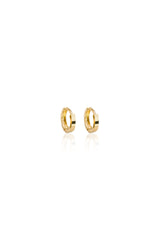 14K Solid Gold Textured Groove Earrings | 10MM Hoop | Solid Gold