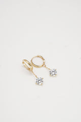 14K Yellow Gold Diamond Dangle Huggie Earrings – Timeless Sparkle