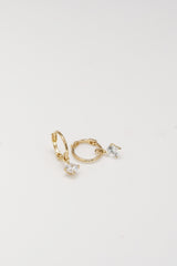 14K Solid Gold Hoop Earrings with Sparkling Charms – Tarnish-Free, Made in Korea
