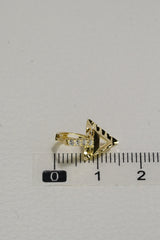 14K Solid Gold CZ Double Triangles Charm Dangle Hoop Earring - Pretty At Sam