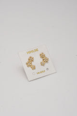 14K Solid Yellow Gold Three Flowers Stud Earring