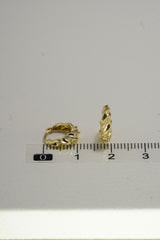 14K Solid Gold Twisted Baguette One Touch Hoop Earring - Pretty At Sam