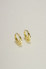 14K Solid Gold Twisted Baguette One Touch Hoop Earring - Pretty At Sam
