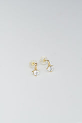 14K Solid Yellow Gold 4MM Stem Stud Earring