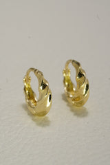 14K Solid Gold Twisted Baguette One Touch Hoop Earring - Pretty At Sam