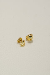 14K Solid Gold Double Sided Heart XS Huggies Hoop Earring - Pretty At Sam