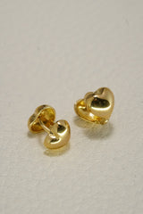 14K Solid Gold Double Sided Heart XS Huggies Hoop Earring - Pretty At Sam