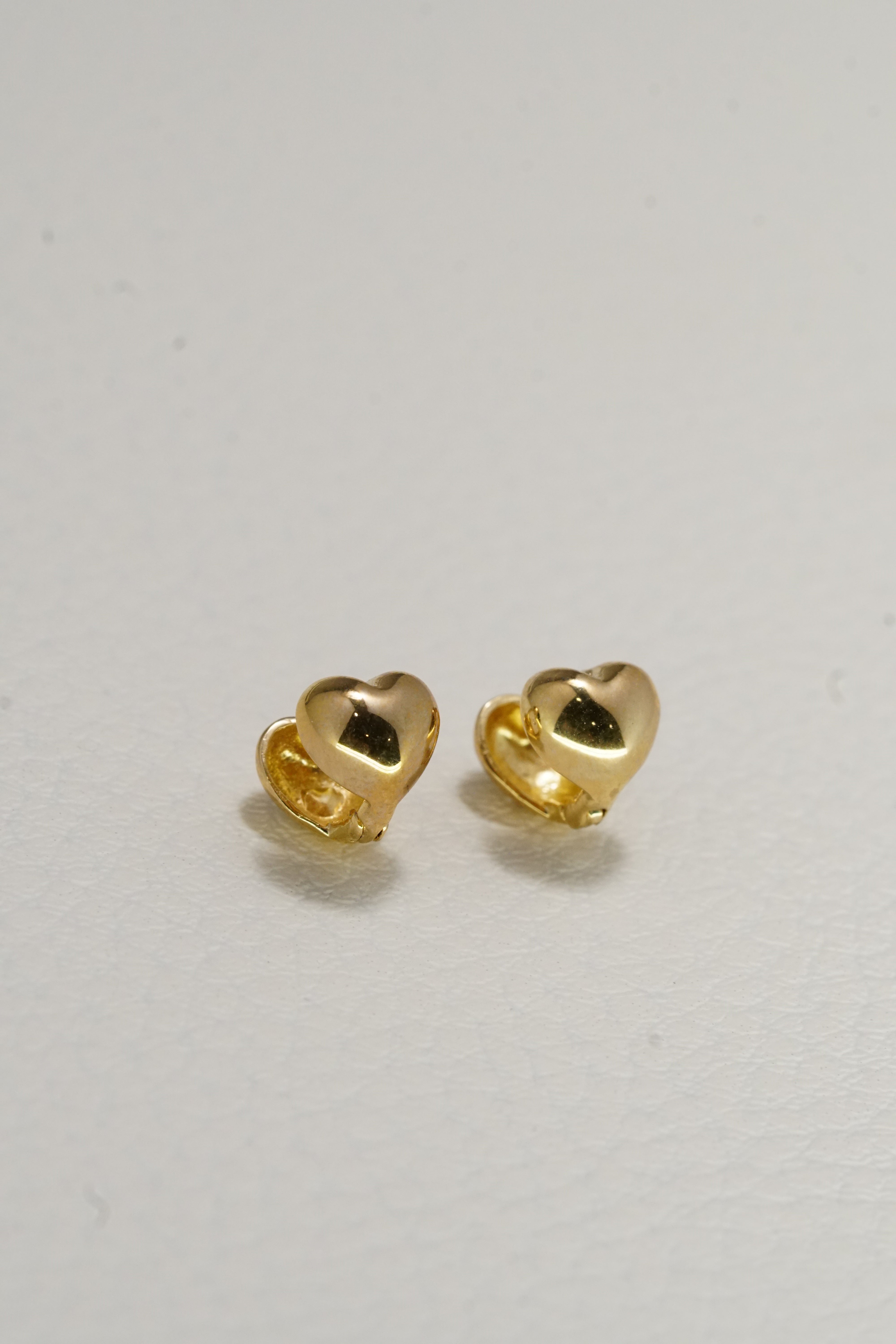 14K Solid Gold Double Sided Heart XS Huggies Hoop Earring - Pretty At Sam