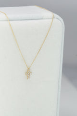 14K Solid Gold XS Cross Charm Necklace