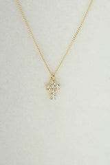14K Solid Gold XS Cross Charm Necklace