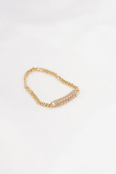 14K Solid Gold Pavé Bar Chain Ring – Effortless Glamour