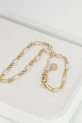 14K Solid Gold Figaro Chain Bracelet – Timeless Elegance