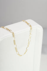 14K Solid Gold Figaro Chain Bracelet – Timeless Elegance