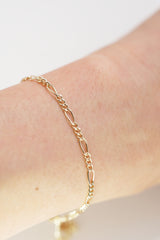 14K Solid Gold Figaro Chain Bracelet – Timeless Elegance