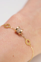 14K Solid Gold Multi Charms Bracelet