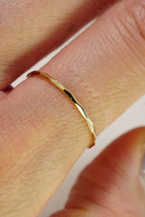 14K Solid Gold Double Side Diamond Cut Ring