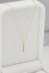 14K Solid Gold Textured Bar Pendant Made in Korea Necklace