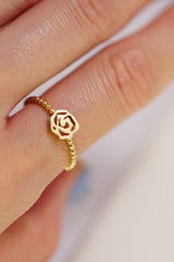 14K Solid Gold Ball Rose Statement Ring