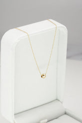 14K Solid Gold Textured Beads Charm Necklace