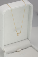 14K Solid Gold Rectangle Pendant Necklace – Classic Simplicity