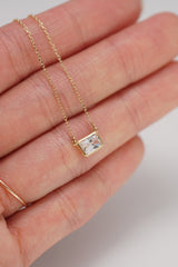 14K Solid Gold Rectangle Pendant Necklace – Classic Simplicity