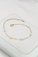 14K Solid Gold Natural Pearl 3MM Bracelet