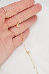 14K Solid Gold Dainty 3D Heart Charm Bracelet