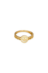 14K Solid Gold Smile Cuban Chain Ring